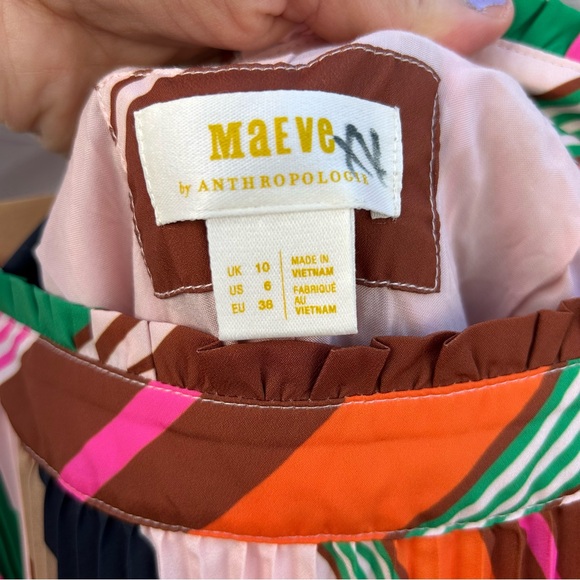 Anthropologie Isobel Silky Pleated Skirt by Maeve Multi Color Size 6 - Picture 5 of 6